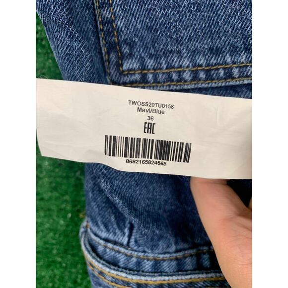 Trendyol Denim Jumpsuit Blue Wash Full Length Short Sleeve Coverall Womens Sz 36 - Picture 10 of 16